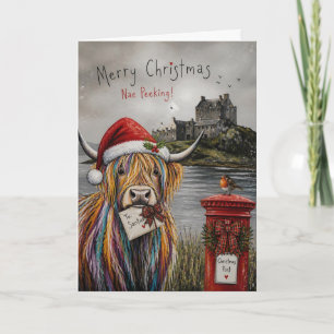 Carte de Noël de la vache des Highlands sans lorgn