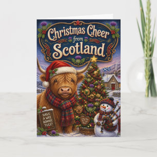 Carte de Noël de la vache des Highlands Yule