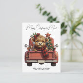 Carte de Noël de la vache Highland 2025 (Debout devant)