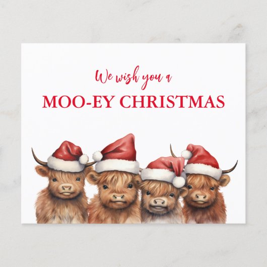 Carte de Noël de la vache Highland Budget (Devant)