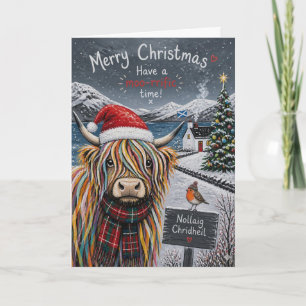 Carte de Noël de la vache Highland Moo Rific
