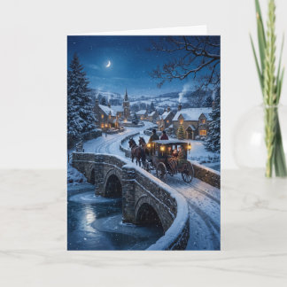 Carte de Noël de la veille de Noël avec un cheval