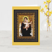 Carte de Noël de la Vierge à l'Enfant (Fleur jaune)