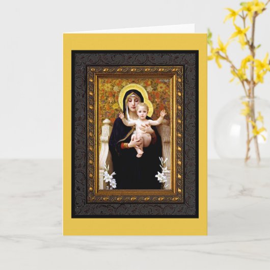 Carte de Noël de la Vierge à l'Enfant (Fleur jaune)
