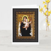 Carte de Noël de la Vierge à l'Enfant (Fleur jaune)