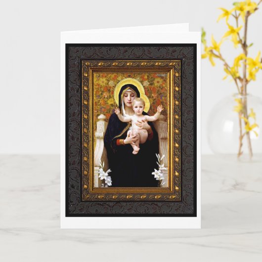 Carte de Noël de la Vierge à l'Enfant (Fleur jaune)
