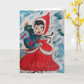 Carte de Noël de l'aide de Santa (Fleur jaune)