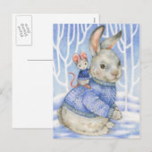 Carte de Noël de l'amitié Rabbit et souris (Devant / Derrière)