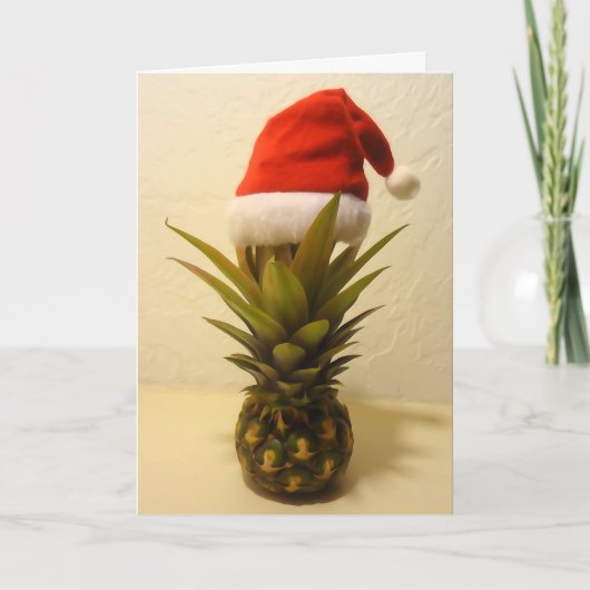 Carte de Noël de l'ananas hawaïen Santa Hat (Devant)
