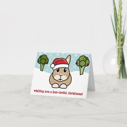 Carte de Noël de lapin de bande dessinée (Devant)
