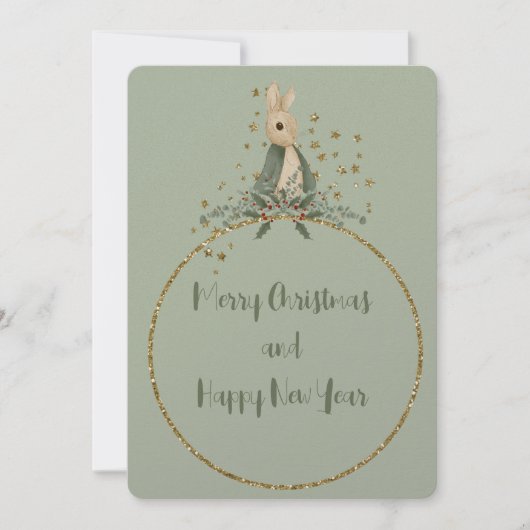 Carte de Noël de lapin de Pierre (Devant)