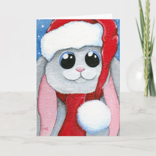 Carte de Noël de lapin lapin festin mignonne (Devant)
