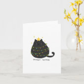 Carte de Noël de l'arbre à chat Merry Catmas  (Fleur jaune)