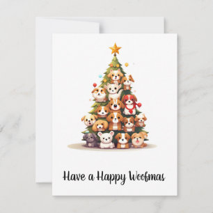 Carte de Noël de l'arbre de chien en dessin simple