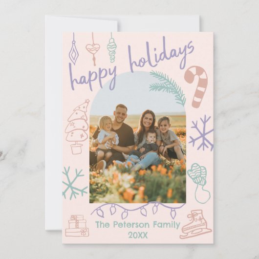 Carte de Noël de l'Arc de Doodle dessinée à la mai (Devant)