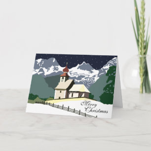 Carte de Noël de l'église de montagne
