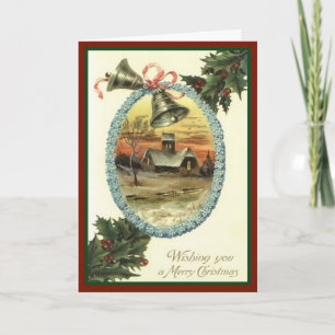 Carte de Noël de l'église de pays vintage