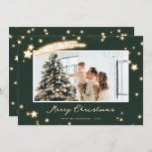 Carte de Noël de l'étoile moderne Green Falling (Devant / Derrière)
