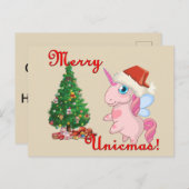 Carte de Noël de licorne (Devant / Derrière)