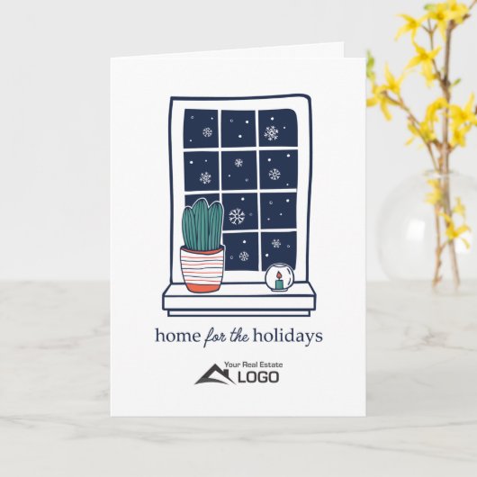 Carte de Noël de l'immobilier pour les vacances (Fleur jaune)