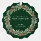 Carte de Noël de l'ornement de la couronne ronde (Verso)