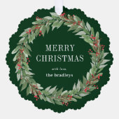 Carte de Noël de l'ornement de la couronne ronde (Recto)