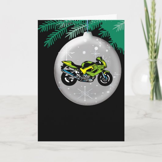 Carte de Noël de l'ornement de moto (Devant)