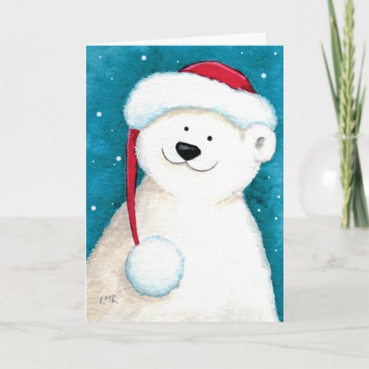 Carte de Noël de l'ours polaire festif mignonne (Devant)