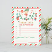 Carte de Noël de lutin avec bulletin personnalisé (Debout devant)