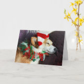 Carte de Noël de lutin corgi endormi (Fleur jaune)