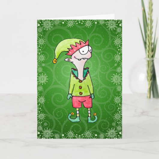 Carte de Noël de lutin drôle (Devant)