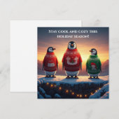 Carte de Noël de manchots en pulls moches (Devant / Derrière)