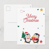 Carte de Noël de manchots mignons (Devant / Derrière)
