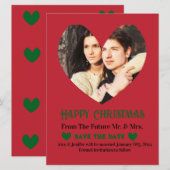 Carte de Noël de mariage avec "Save the Date" (Devant / Derrière)