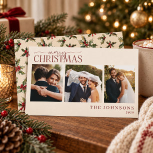 Carte de Noël de mariage classique aux baies de ho
