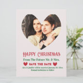 Carte de Noël de mariage rouge "Save the Date" pou (Debout devant)