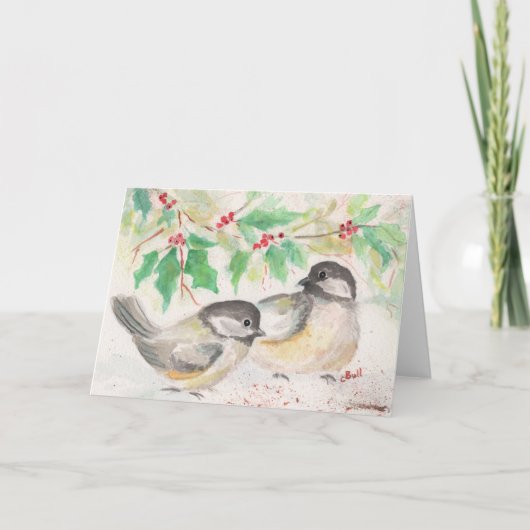 Carte de Noël de mésanges (Devant)