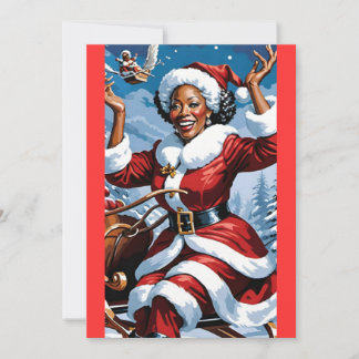 Carte de Noël de Mme Santa Claus noire Carte de va