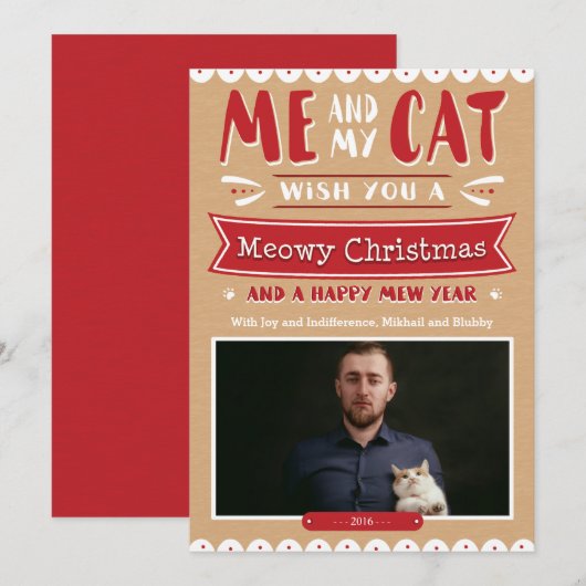 Carte de Noël de mon chat 5x7 (Devant / Derrière)