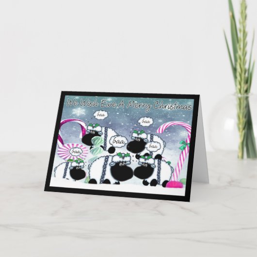 Carte de Noël de moutons - nous souhaitons à (Devant)