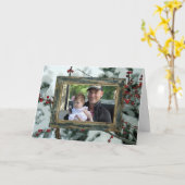 Carte de Noël de Noël aux Berries rouges d'hiver (Fleur jaune)