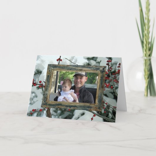 Carte de Noël de Noël aux Berries rouges d'hiver (Devant)