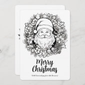 Carte de Noël de Noël avec couronne de Santa migno (Devant / Derrière)