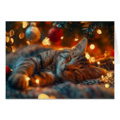 Carte de Noël de Noël de couchage de chats mignons (Devant horizontal)