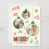 Carte de Noël de Noël de Doodle Photo Famille Cute (Devant)