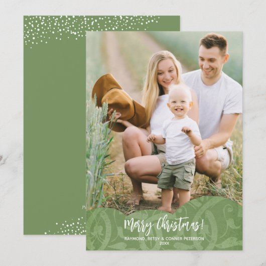 Carte de Noël de Noël de Filigen de lin de Sage (Devant / Derrière)