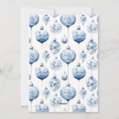 Carte de Noël de Noël de l'Arc de l'ornement bleu (Dos)