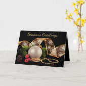 Carte de Noël de Noël Silver Photo famille Gold (Fleur jaune)