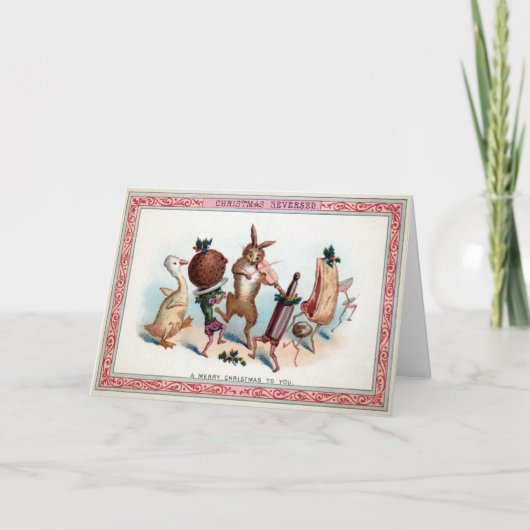 Carte de Noël de nourriture de danse victorienne (Devant)