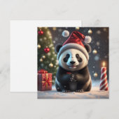 Carte de Noël de panda mignon de vacances (Devant / Derrière)